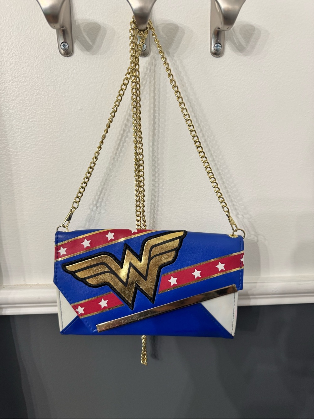 Marvel Wonder Woman Blue, Red, Gold Crossbody Bag